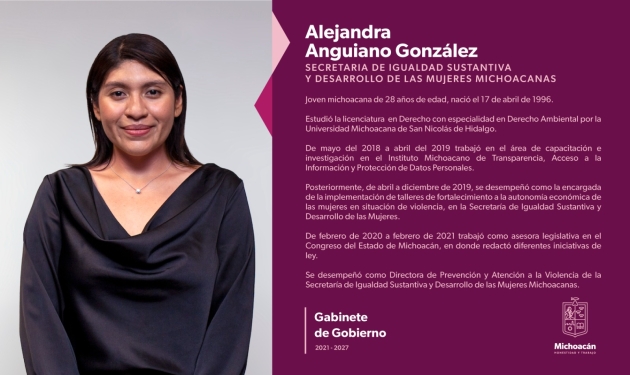 Designa Ramírez Bedolla a Alejandra Anguiano como nueva titular de la Seimujer