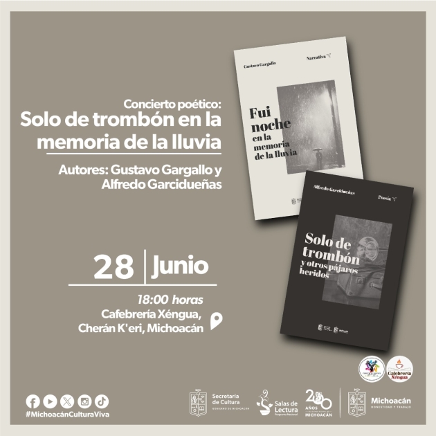 Llegará a Cherán concierto literario Solo de trombón en la memoria de la lluvia 