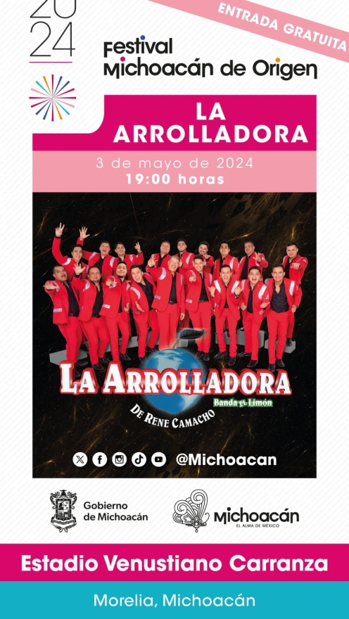 Este viernes La Arrolladora llega gratis al Venustiano como parte del FMO2024 