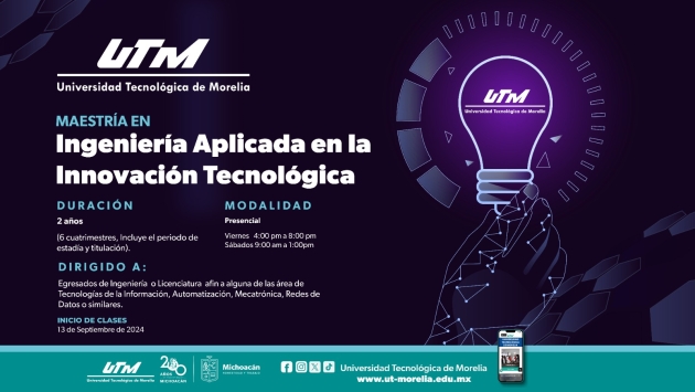 UTM abre convocatoria para maestría en Innovación Tecnológica 