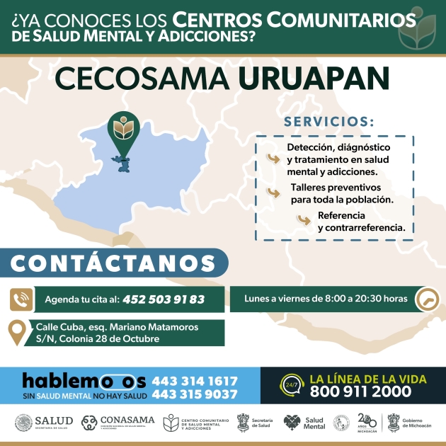 SSM atiende en Uruapan adicciones y temas de salud mental 