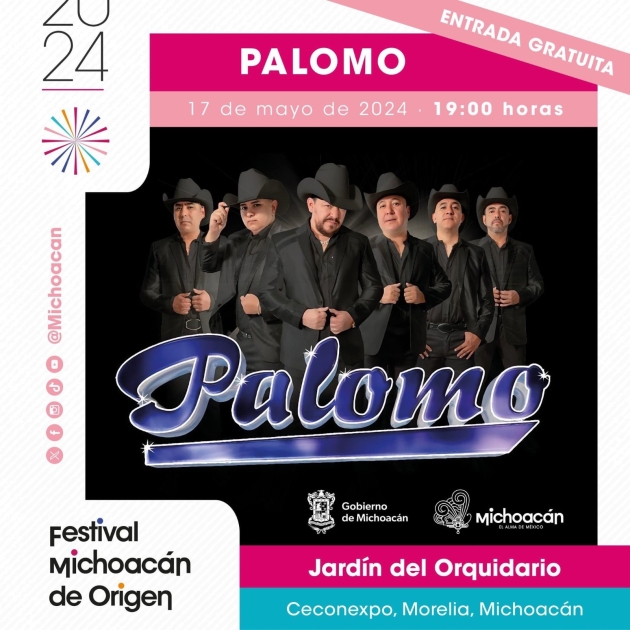 ¡Tú sí lo conoces! Hoy llega Palomo al Festival Michoacán de Origen 