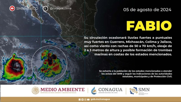 Fabio, provocará lluvias intensas en Michoacán: PC estatal 