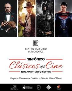 Se Invita al Gran Concierto Sinfónico Clásicos del Cine en el Teatro Matamoros  