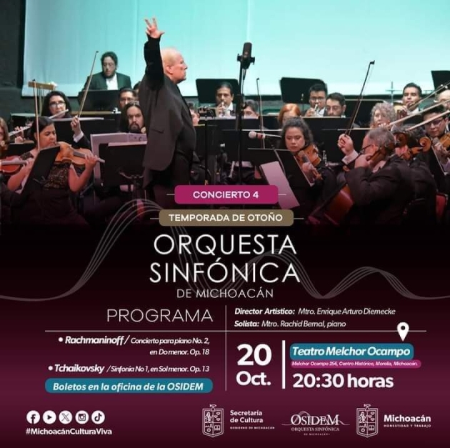 OSIDEM dará concierto con dirección de Enrique Diemecke, un espectáculo sonoro muy recomendable 