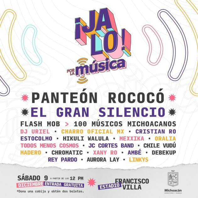 Se Anuncia el próximo Jalo por la Música con Panteón Rococó, El Gran Silencio y 17 bandas locales 
