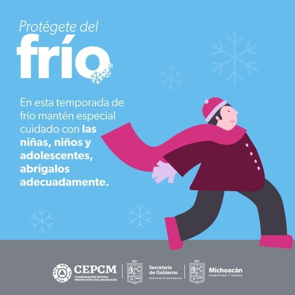 En época de frío pide PC cuidar a menores y adultos mayores 