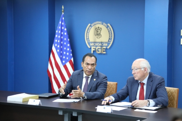 Visita Embajador de Estados Unidos en México, instalaciones de la Fiscalía General de Michoacán 
