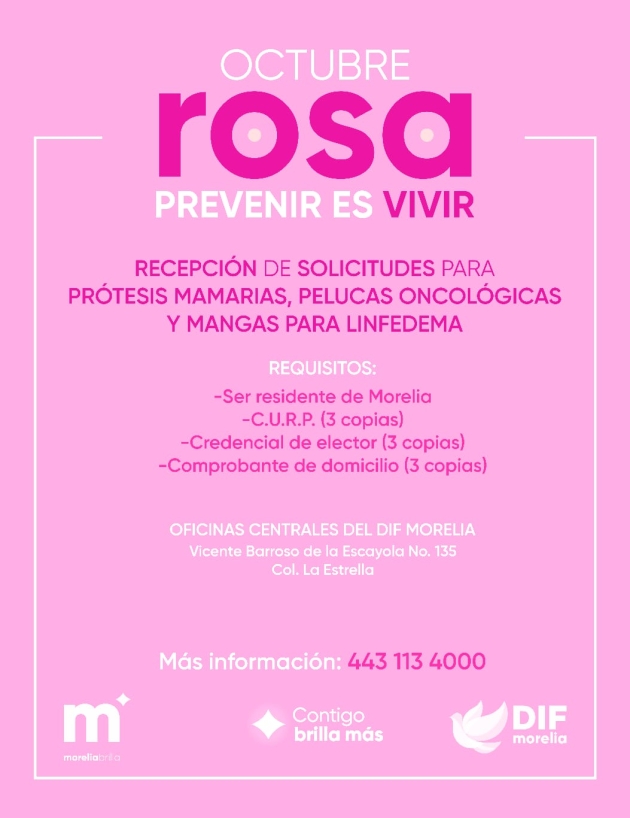 DIF Morelia ofrece apoyos gratuitos a mujeres que enfrentan cáncer de mama 
