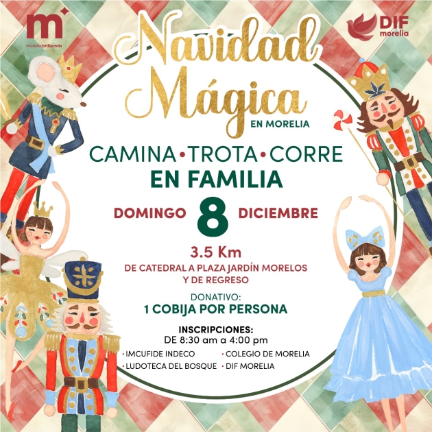 DIF Morelia invita a la Carrera Navideña Familiar 