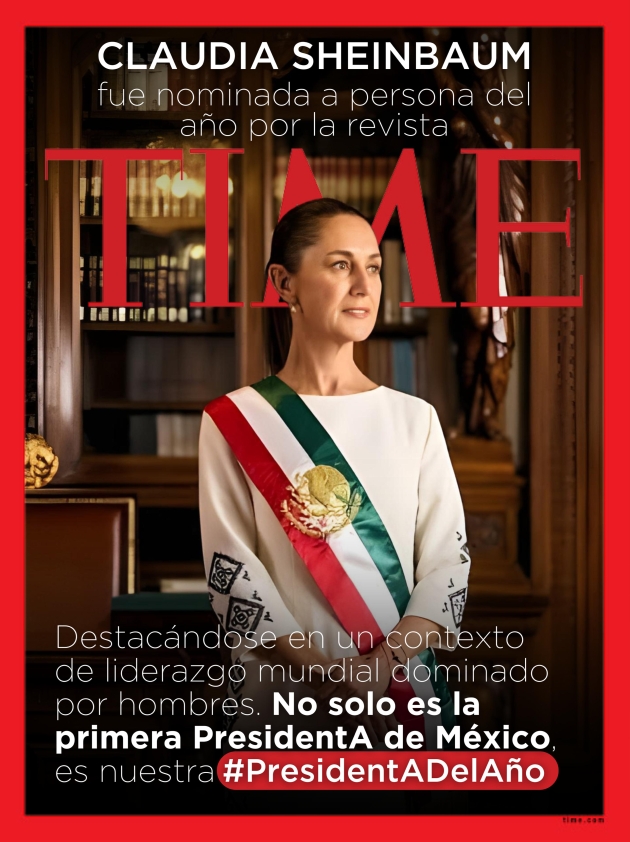 TIME nomina a la Presidenta Claudia Sheinbaum Pardo para Persona del Año 2024 