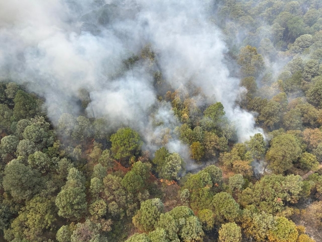 Trabaja Gobierno de Michoacán en contención de incendio en Zinapécuaro 