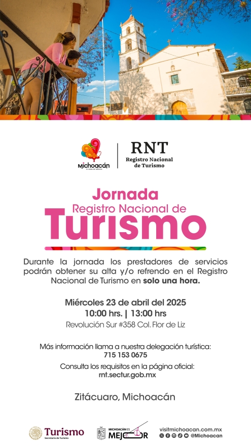 Comenzó Registro Nacional de Turismo en el interior del Estado de Michoacán 