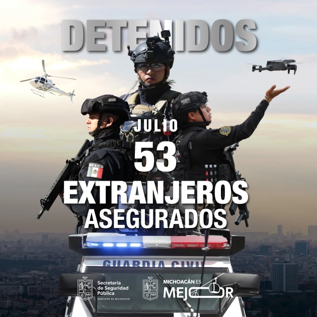 Suman 53 extranjeros detenidos en Michoacán: Sectetaría de Seguridad Pública  