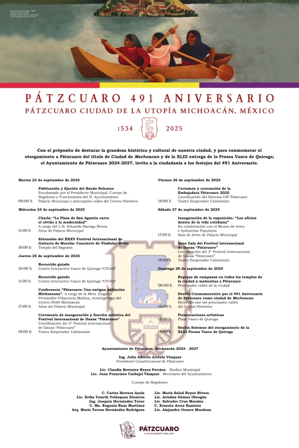 Julio Arreola Encabeza la Pega de Bando Solemne por el 491 Aniversario de Pátzcuaro 