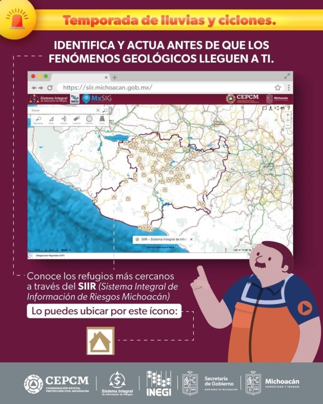 Listos 337 albergues para temporada de lluvias en Michoacán: PC 