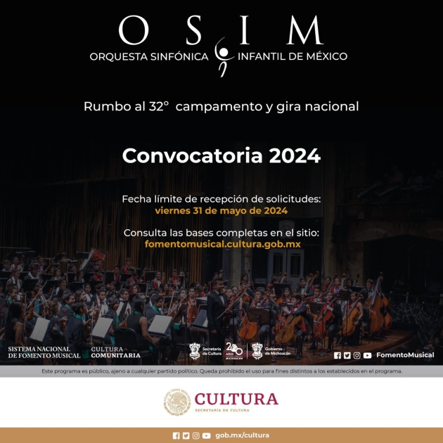 Abren convocatoria para participar en la Orquesta Sinfónica Infantil de México 