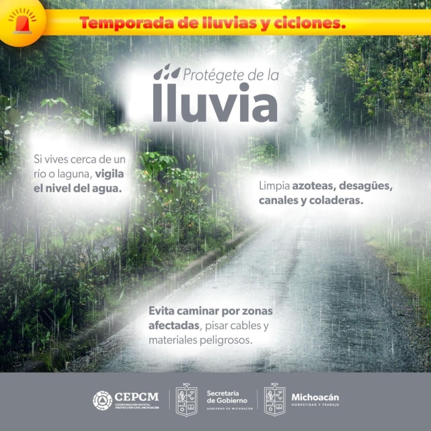 Emiten alerta preventiva para 20 municipios de Michoacán por tormenta tropical John 