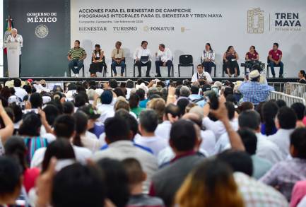 El Presidente de México Andrés Manuel López Obrador informa de los  beneficios del Tren Maya en Campeche y avances de los programas de bienestar