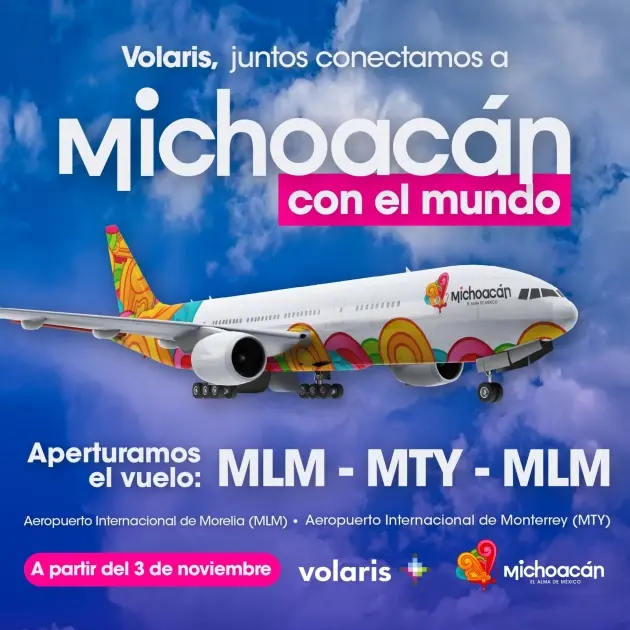 Michoacán, importante destino para Volaris: Sectur                        