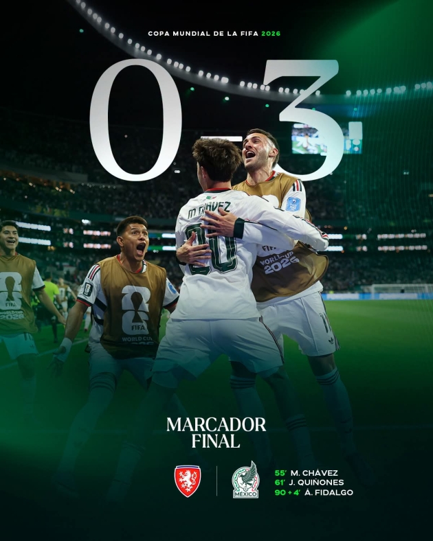 México Derrota a la República Checa 3-0, se mantiene líder del grupo A y enloquece a los Fans de la  Escuadra Nacional 