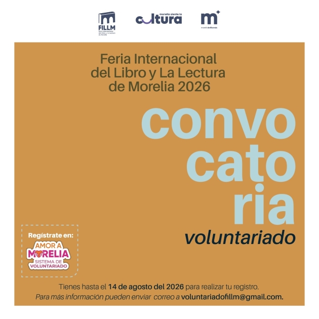 SeCultura lanza convocatoria para voluntariado a la Feria del Libro y la Lectura de Morelia 2026 