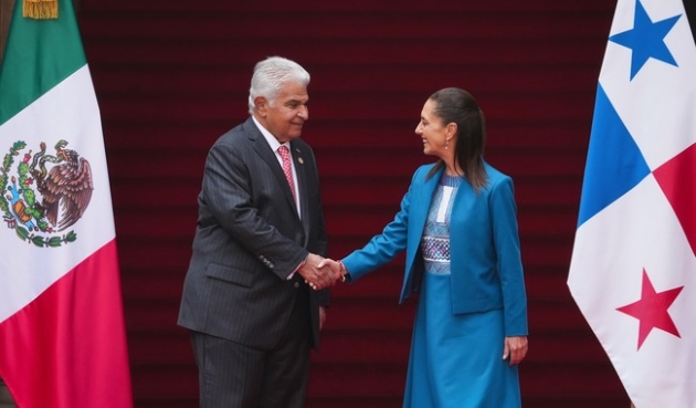 Claudia Sheinbaum recibe en Palacio Nacional al Presidente de Panamá José Raúl Mulino Quintero