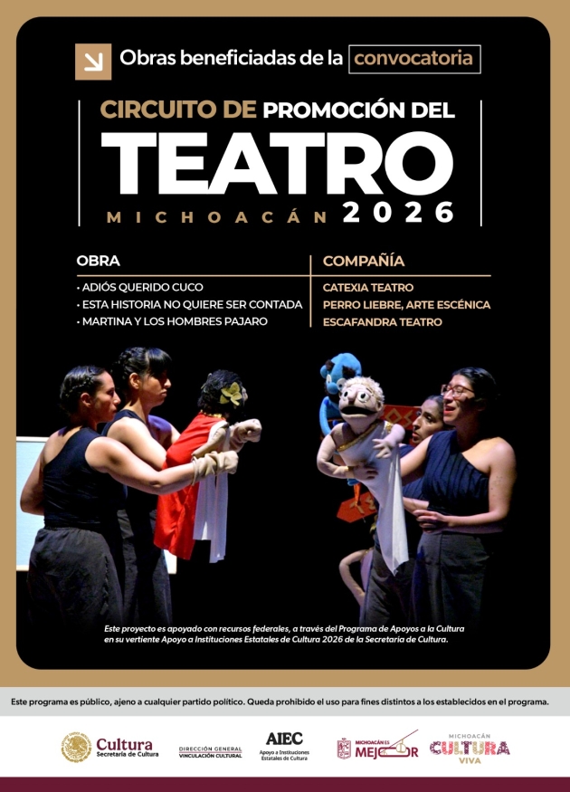 Se anuncia las obras seleccionadas para el Circuito de Promoción del Teatro 2026