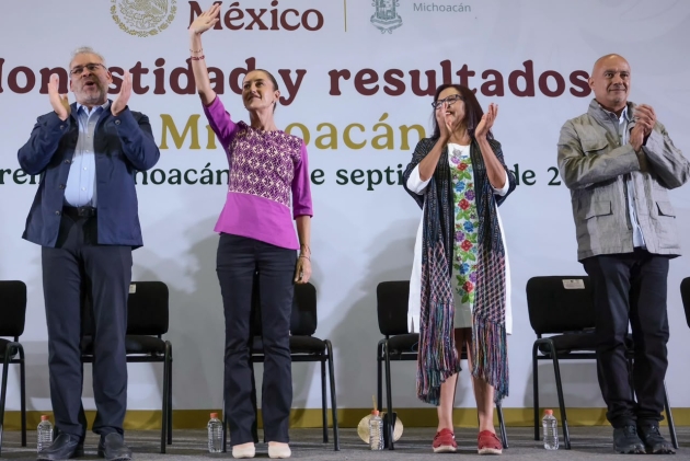En Michoacán se ama a la patria: Sheinbaum Paeso informa inversión de más de 50 mil mdp en Programas para el Bienestar y Plan Michoacán