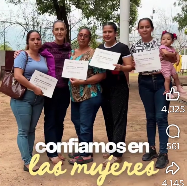 Con Claudia Sheinbaum se cumple la meta de 56 mil 500 créditos FINABIEN en Michoacán para que Mujeres Emprendan