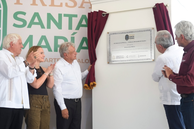 AMLO inaugura presa Santa María en Sinaloa; impulsará autosuficiencia alimentaria y energía limpia 