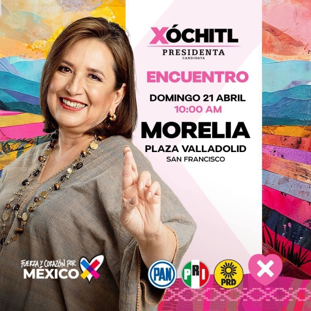 Este domingo, Xóchitl Gálvez en Michoacán                      