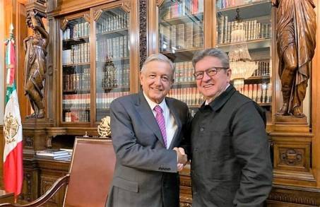 El Presidente de México  se Reúne Con Líder de Francia Insumisa en Palacio Nacional