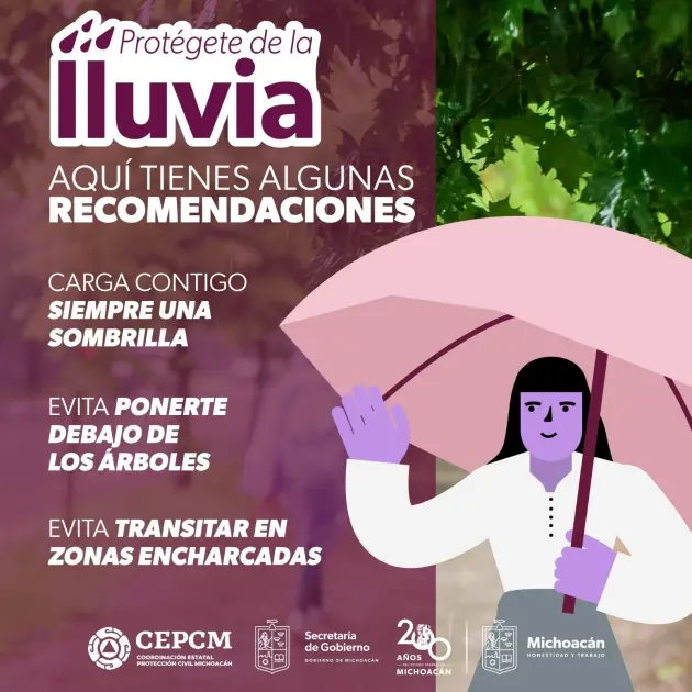 Pronostican lluvias intensas para Michoacán; pide PC estatal tomar precauciones  