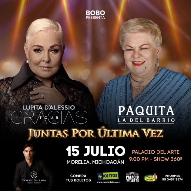 ¡Dos Grandes de la Canción Mexicana Lupita D´Alesio y Paquita la del Barrio Juntas en Morelia!  