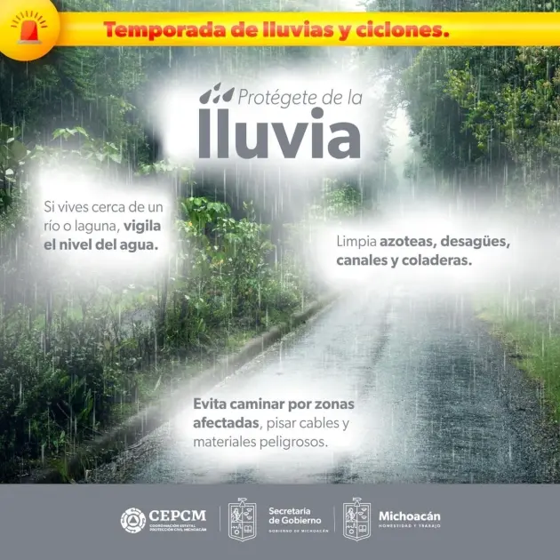 Se pronostican lluvias muy fuertes para Michoacán; PC pide extremar precauciones 