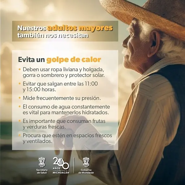Cuida a los adultos mayores del sol con estas recomendaciones de la SSM 