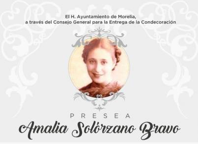 Gobierno de Morelia abre convocatoria para la Presea Amalia Solórzano Bravo 