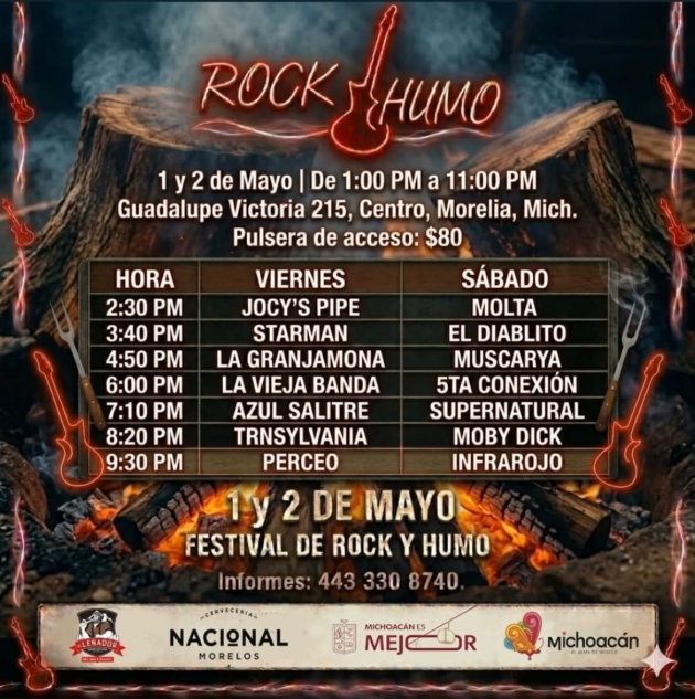 Llega el Festival Rock y Humo al Centro Histórico de Morelia 