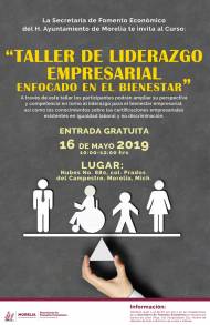 Realizarán taller de Liderazgo Empresarial en el Municipio de Morelia Michoacán, México