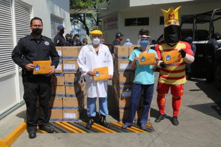 Distribuyen SSP y Monarcas Morelia suero hidratante al Hospital Civil y Policía Michoacán