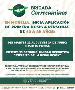 Este martes inicia vacunación a personas de 40 a 49 años en Morelia