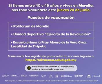 Cambia sede de vacunación contra COVID-19 en Morelia 