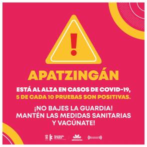 En Apatzingán se registran 5 casos positivos por cada 10 pruebas de COVID-19  