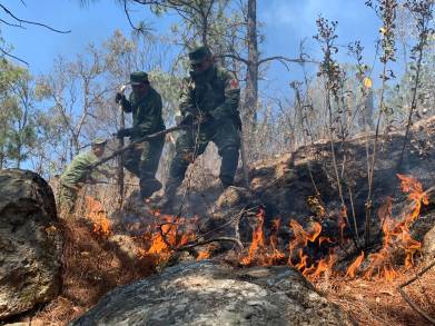 Brigadistas refuerzan labores y controlan incendio en Loma de Santa María 