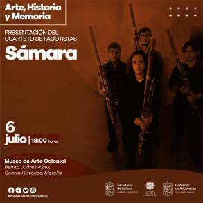 El Cuarteto Sámara se presentará en el Museo de Arte Colonial 