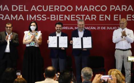 Firman autoridades del gobierno federal y de Michoacán acuerdo marco para ampliar el Programa IMSS-Bienestar en el estado 