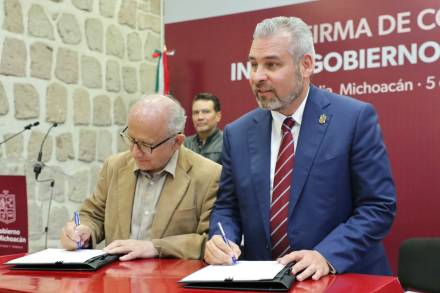 Signan convenio Gobierno de Michoacán y el INAH para impulsar la preservación del patrimonio en la entidad 