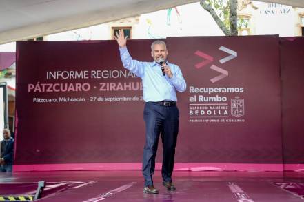 En la zona Regional de Pátzcuaro ofrece su 1 er informa de Gobierno Alfredo Ramírez Bedolla 