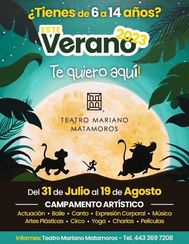 El Teatro Mariano  Matamoros Ofrece Campamento de Verano Artístico, inscripciones abiertas